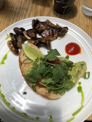 Avo toast with extra mushrooms at Cheol's Cafe in Mount Lawley