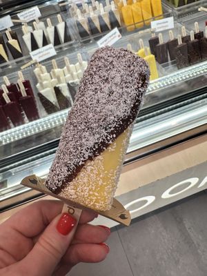 Pineapple with dark chocolate and coconut   at Popbar in Lisbon