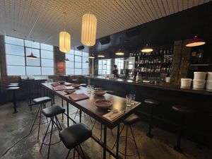 The bar area after the lunch rush  at Chow in Wellington