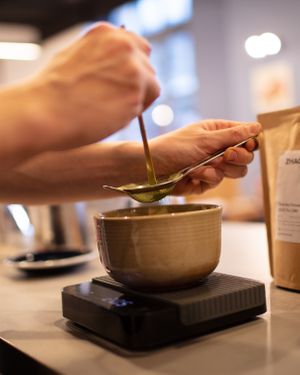 Every great matcha latte begins with this step: carefully sifting the matcha.💚 at Goosebumps Coffee Lab in Budapest
