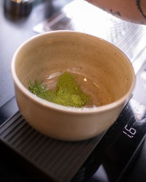 Your matcha, just being made.💚 at Goosebumps Coffee Lab in Budapest