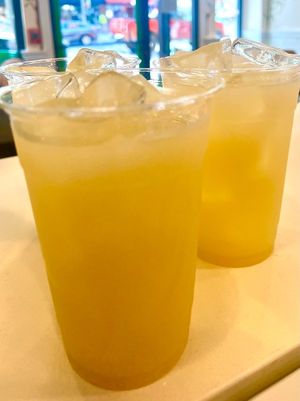 House made ginger lemonade. We don't use sugar!  at Botanika Cafe in Ridgefield