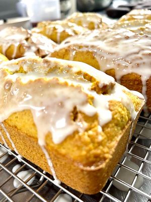 New but not new! Organic, gluten free Lemon loaf in new small size. New but not new! Organic, gluten free Lemon loaf in new small size. And now, the loaf is not dry anymore.  at Botanika Cafe in Ridgefield