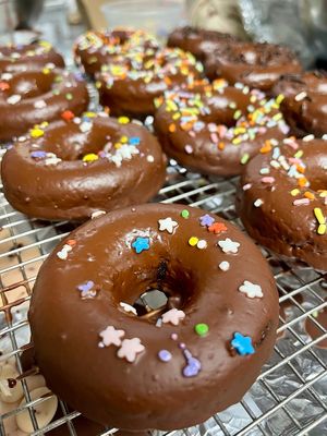 Gluten free, Organic, Vegan, chocolate donuts with chocolate glaze  at Botanika Cafe in Ridgefield