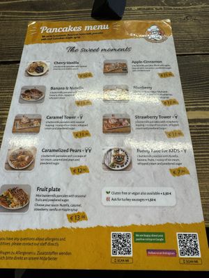 Menu options  at Pancake Am Tor in Munich