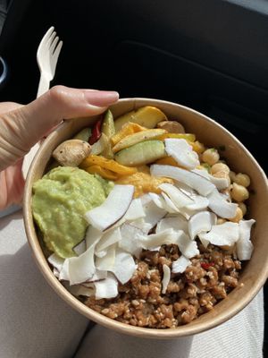 Terriaki bowl to go.  at The Naked Indigo in Innsbruck