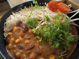 vegan warm dish  at The Naked Indigo in Innsbruck