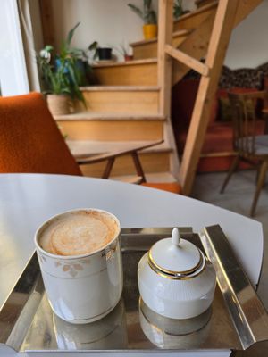 Creamy chai latte with oat milk at Café In The Ghetto in Brno