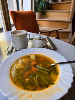 Veggie soup at Café In The Ghetto in Brno