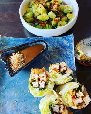 Cucumber salad and tofu rolls  at Zhang Bistro in New Orleans