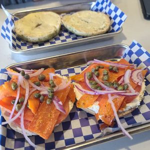 Wasabi Sesame bagel with Kerrigold butter at Starship Bagel in Lewisville