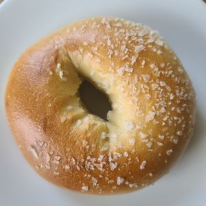 Salt Bagel (my favorite) (vegan) at Starship Bagel in Lewisville