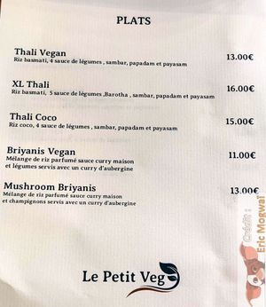 menu 1 at Le Petit Veg in Paris