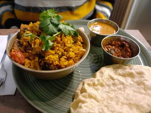 Mashroom biriyani. at Le Petit Veg in Paris