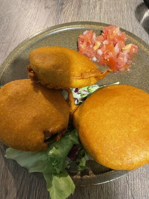 Eggplant pakoras  at Le Petit Veg in Paris