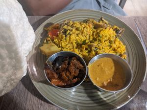 Mushroom briyani at Le Petit Veg in Paris