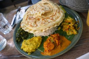 Cocnut thali at Le Petit Veg in Paris