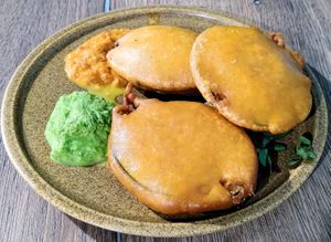 Aubergine fritters at Le Petit Veg in Paris