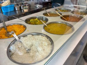 Curries and rice at Le Petit Veg in Paris