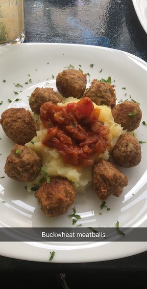 Buckwheat meatballs  at Dream House in Sofia