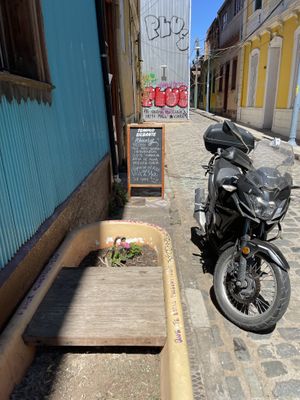 Street view  at Veggie Beer House in Valparaiso