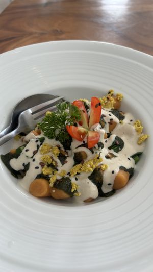 Sweet potato gnocchi with pesto saucee  at Pure Vegan Heaven - Food Stall in Koh Phangan