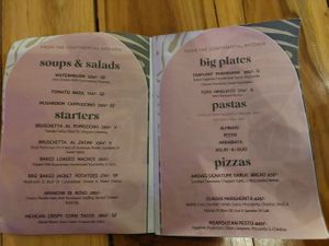 Menu at The Arches in Rishikesh