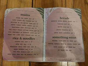 Menu at The Arches in Rishikesh