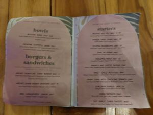 Menu at The Arches in Rishikesh