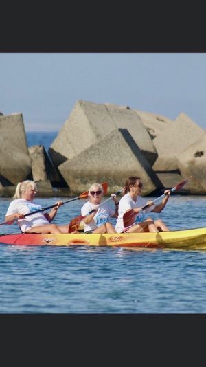 Our group kayaking at Flamingo beach in playa Blanca  at Libre in Lanzarote