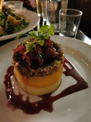 Vegan haggis with onion jam at Teuchters Bar in Edinburgh