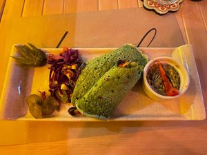 Spinach wrap, vegan and gluten free.  at LEVEL - Vegan & Gluten Free in Antalya