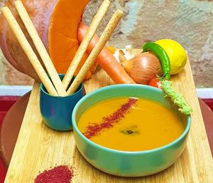 Pumpkin Soup at LEVEL - Vegan & Gluten Free in Antalya