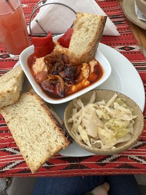 Bean starter with fried onions  at Crama Sibiană in Sibiu