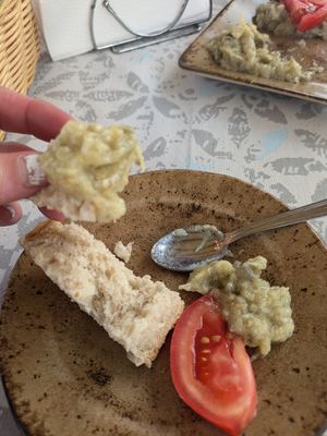 The aubergine starter dish -really good at Crama Sibiană in Sibiu