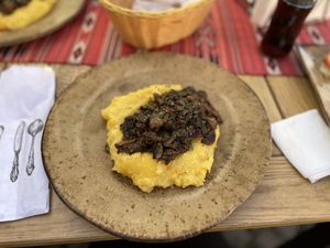 Polenta with mushroom stew - Crama Sibiană, Sibiu  at Crama Sibiană in Sibiu