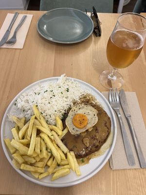 Bitoque, the sauce was amazing   at A Minha Avó in Lisbon