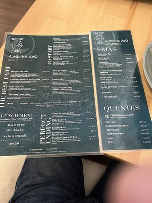 The menu (June 2024)  at A Minha Avó in Lisbon