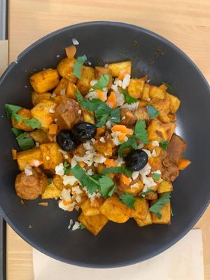 typical fried potatos and meat w pickles (good) at A Minha Avó in Lisbon