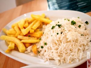 fries and white rice at A Minha Avó in Lisbon
