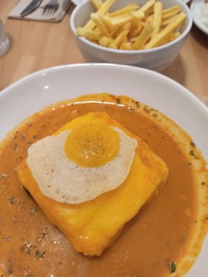 Francesinha at A Minha Avó in Lisbon