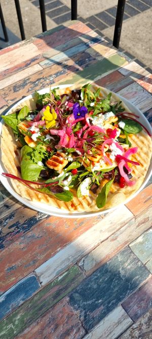 Harissa Halloumi Flatbread  at Butternut Pantry in Saundersfoot