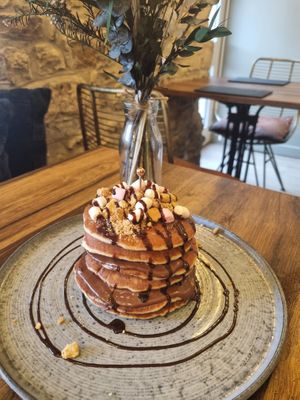Smores pancake stack at Butternut Pantry in Saundersfoot