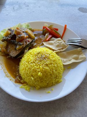 1. Vegetarian Assam Fish Rice RM15
 at Jia De Bao in Port Dickson