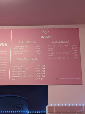 Drinks menu at Adam & Eve Waffles in Berlin