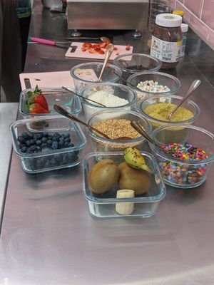 The toppings (almost all are vegan, ask the waiter) at Adam & Eve Waffles in Berlin