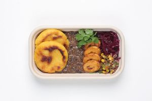 Colombian Corn Buns with Chipotle Crushed Black Beans
 at DAD Daily Meal Delivery in London