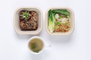 Japanese Pancake with Miso Soup and Vermicelli Noodle Salad
 at DAD Daily Meal Delivery in London