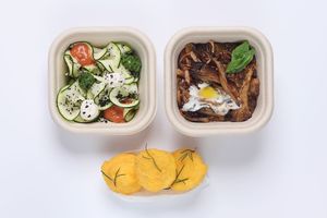 Ragu and Polenta Fritters with Olive Focaccia
 at DAD Daily Meal Delivery in London