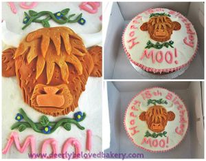 Bespoke Highland Cow Cake at Deerly Beloved Bakery in Norwich